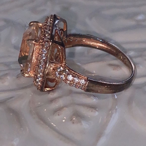 Morganite Diamond Cushion Cut Sterling Silver 14k Rose Gold Ring 4Ct Christmas - Picture 15 of 17